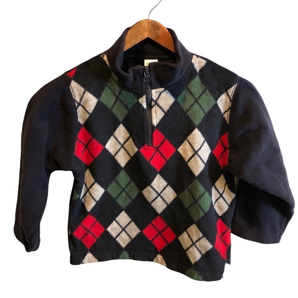 Gymboree‎ Boys XS (3-4) Argyle 1/4 Zip Fleece Pullover